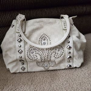 *Sale* Symeli blinged out cream handbag